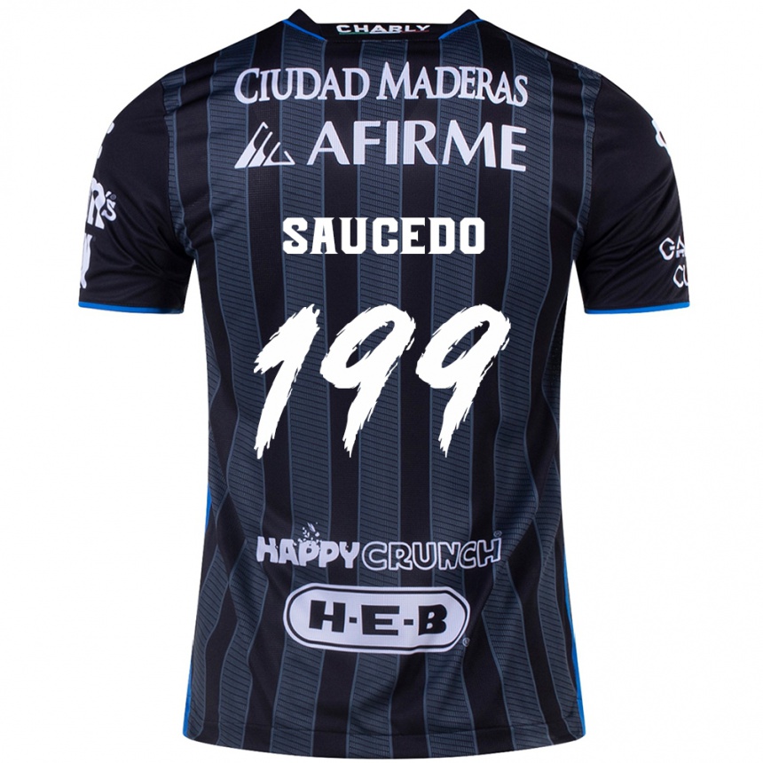 Niño Fútbol Camiseta Christian Saucedo #199 Blanco Negro 2ª Equipación 2024/25 Argentina