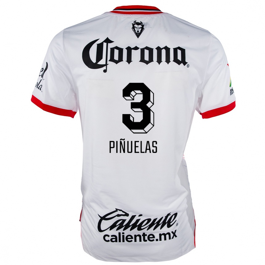 Niño Fútbol Camiseta Fernando Piñuelas #3 Blanco Rojo 2ª Equipación 2024/25 Argentina