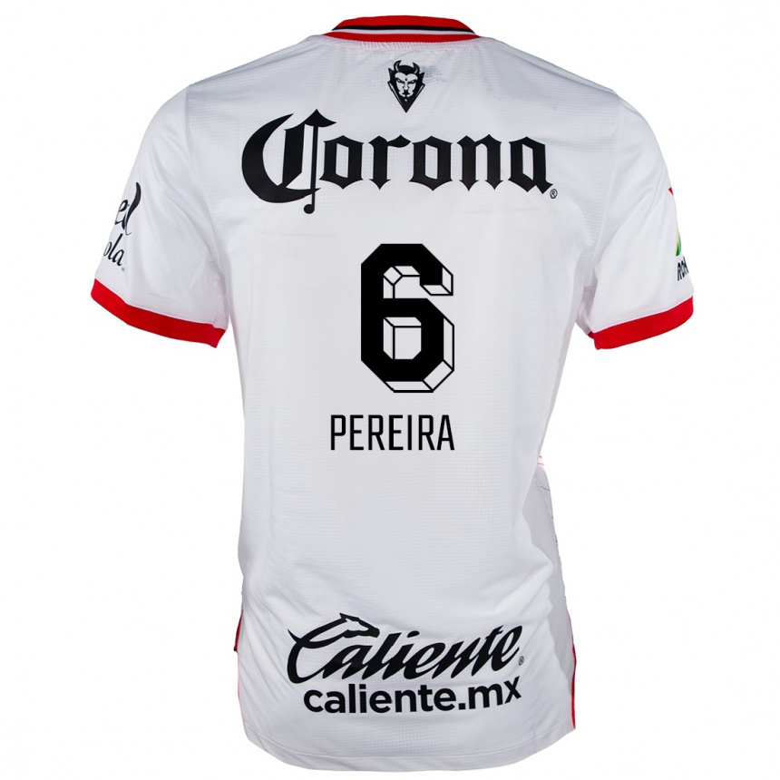 Niño Fútbol Camiseta Federico Pereira #6 Blanco Rojo 2ª Equipación 2024/25 Argentina