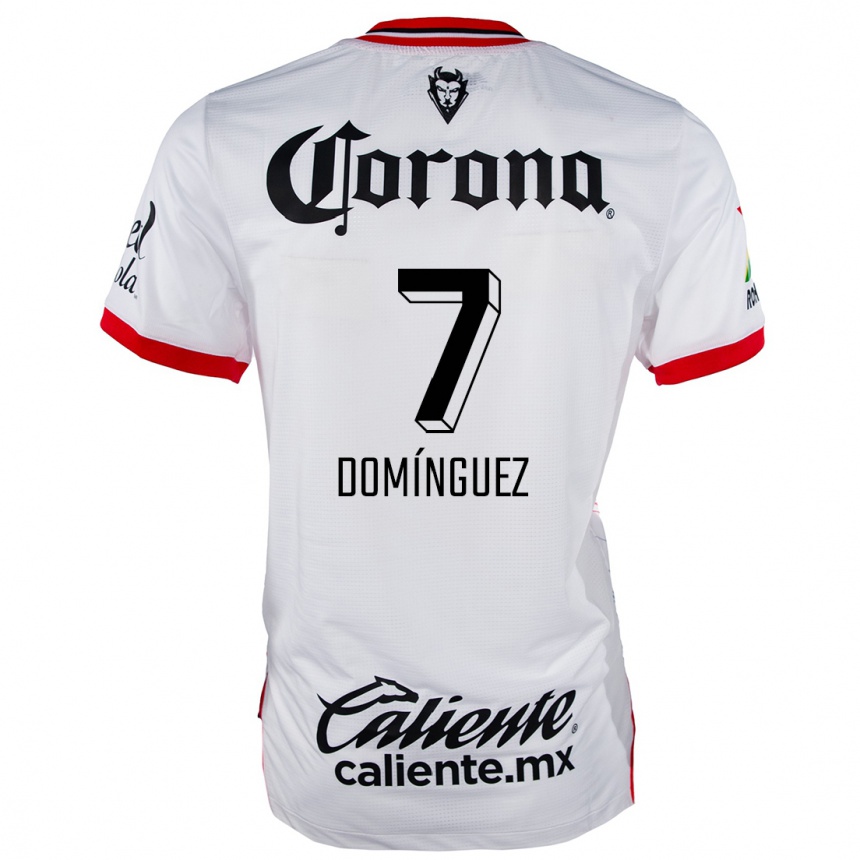 Niño Fútbol Camiseta Juan Domínguez #7 Blanco Rojo 2ª Equipación 2024/25 Argentina