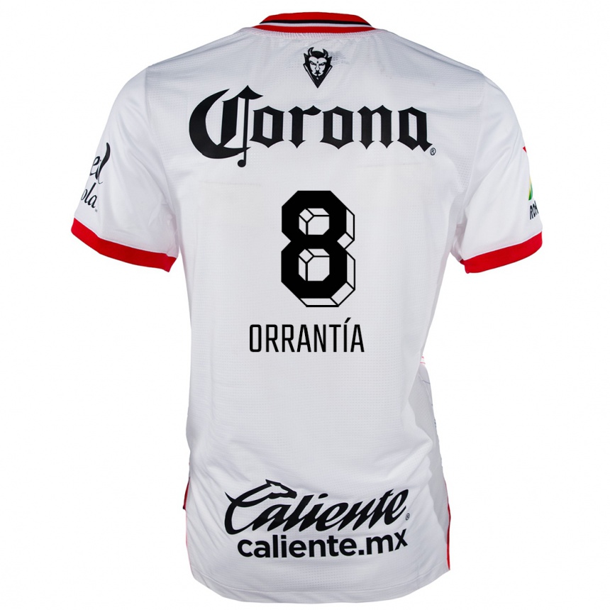 Niño Fútbol Camiseta Carlos Orrantía #8 Blanco Rojo 2ª Equipación 2024/25 Argentina