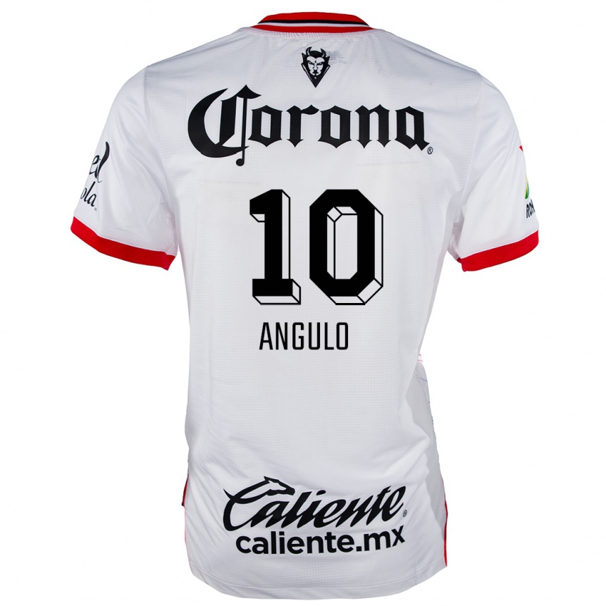 Niño Fútbol Camiseta Jesús Angulo #10 Blanco Rojo 2ª Equipación 2024/25 Argentina