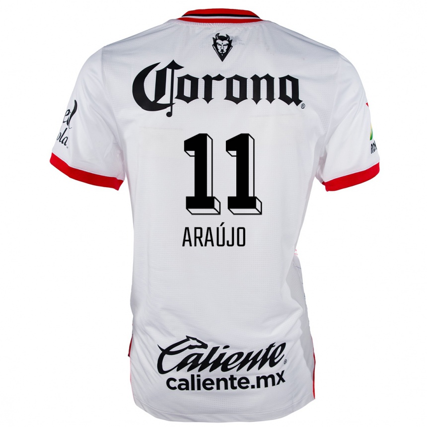 Niño Fútbol Camiseta Maximiliano Araújo #11 Blanco Rojo 2ª Equipación 2024/25 Argentina