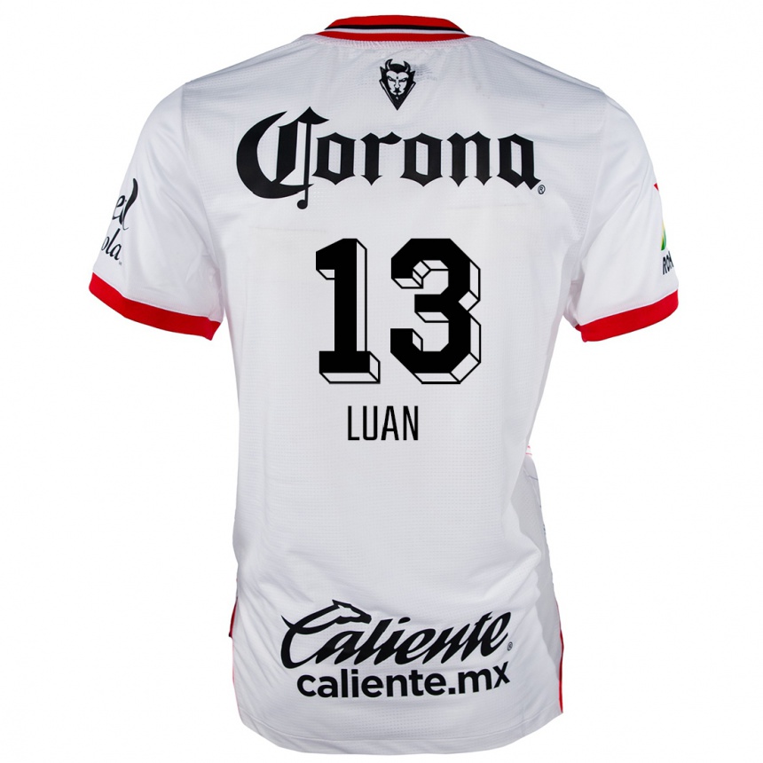 Niño Fútbol Camiseta Luan #13 Blanco Rojo 2ª Equipación 2024/25 Argentina