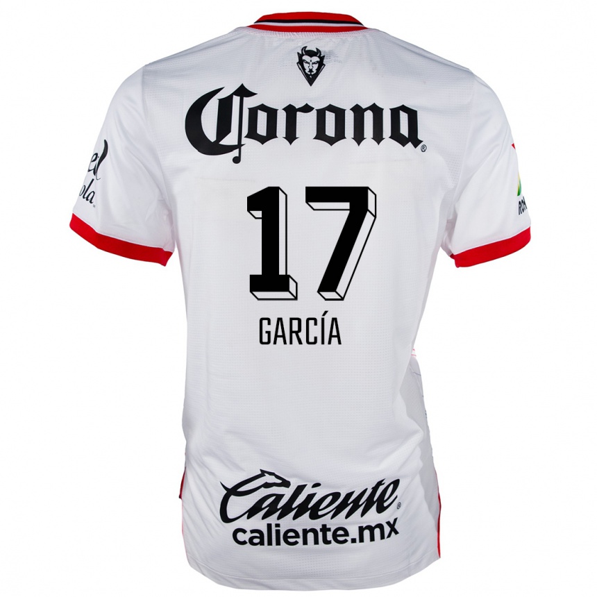 Niño Fútbol Camiseta Brian García #17 Blanco Rojo 2ª Equipación 2024/25 Argentina