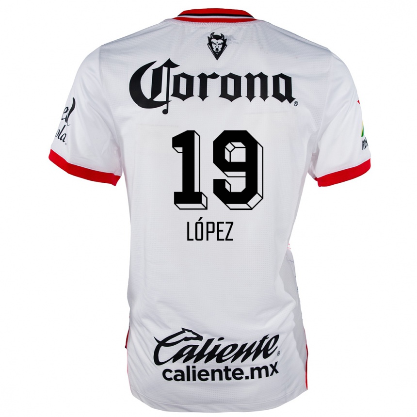 Niño Fútbol Camiseta Iván López #19 Blanco Rojo 2ª Equipación 2024/25 Argentina