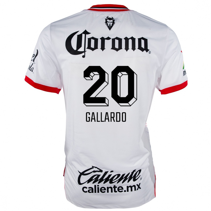 Niño Fútbol Camiseta Jesús Gallardo #20 Blanco Rojo 2ª Equipación 2024/25 Argentina