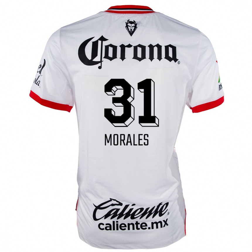 Niño Fútbol Camiseta Robert Morales #31 Blanco Rojo 2ª Equipación 2024/25 Argentina