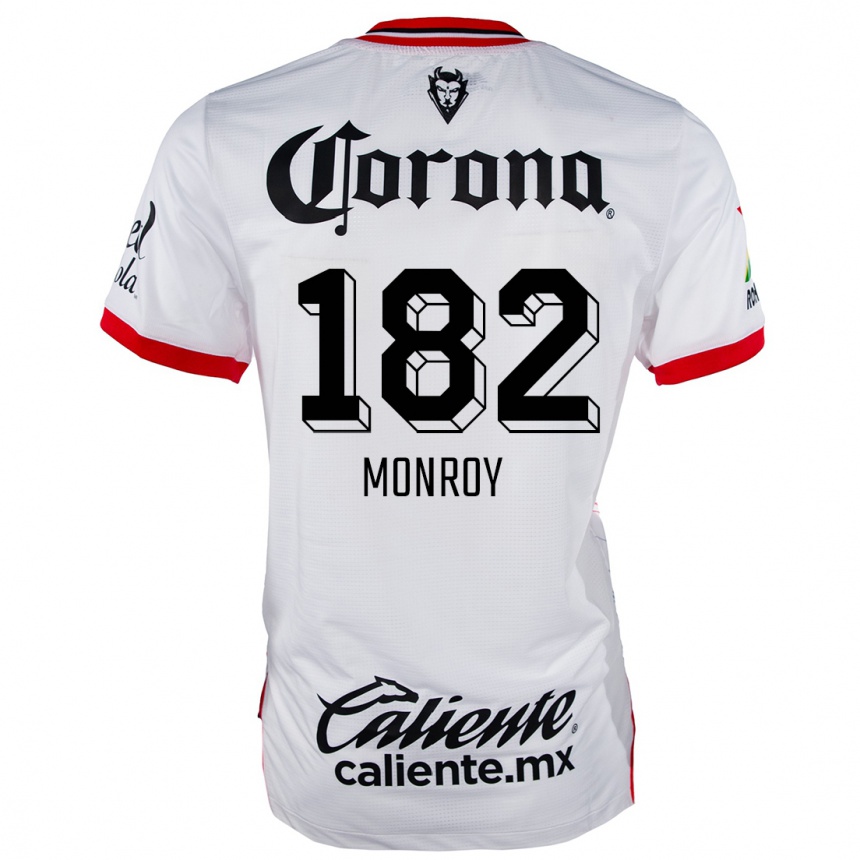 Niño Fútbol Camiseta Brayan Monroy #182 Blanco Rojo 2ª Equipación 2024/25 Argentina