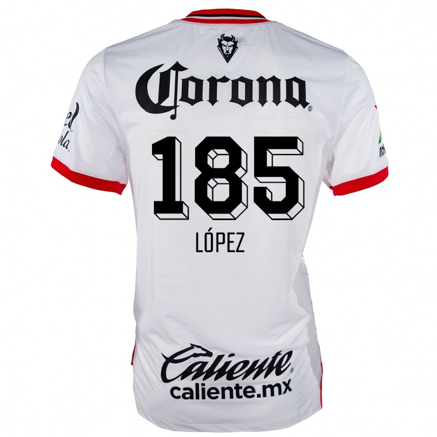 Niño Fútbol Camiseta David López #185 Blanco Rojo 2ª Equipación 2024/25 Argentina