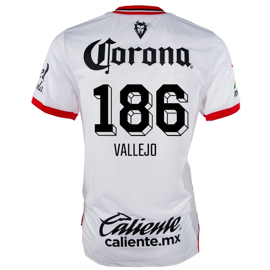 Niño Fútbol Camiseta Saúl Vallejo #186 Blanco Rojo 2ª Equipación 2024/25 Argentina