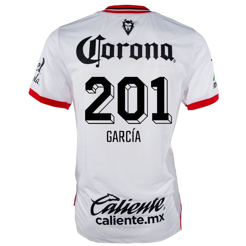 Niño Fútbol Camiseta Eros García #201 Blanco Rojo 2ª Equipación 2024/25 Argentina