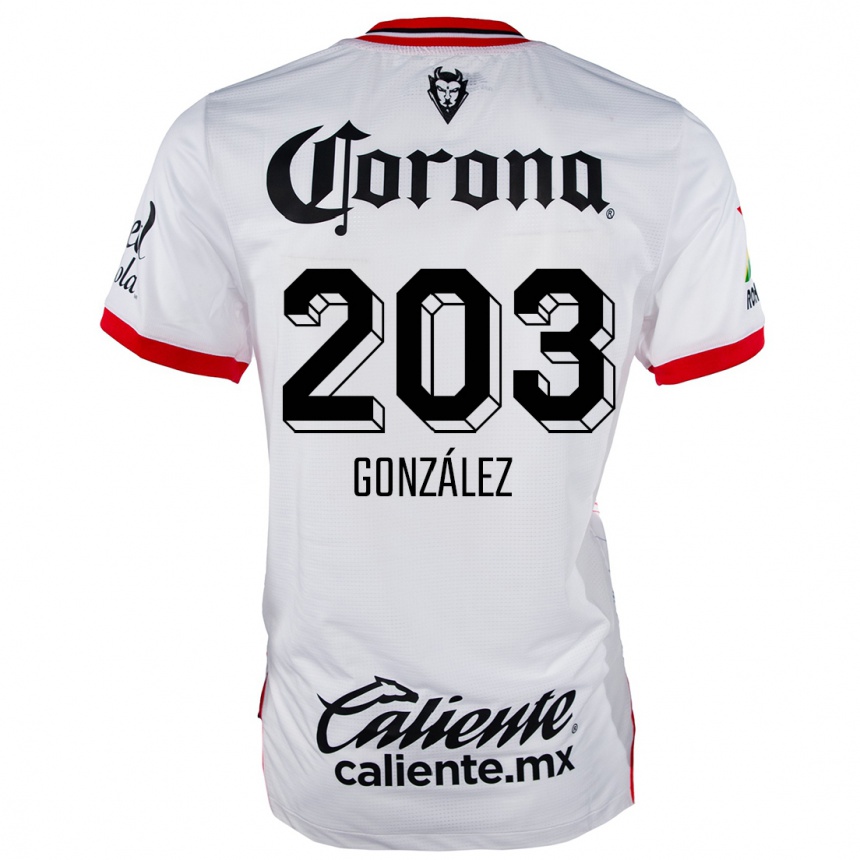 Niño Fútbol Camiseta Luis González #203 Blanco Rojo 2ª Equipación 2024/25 Argentina