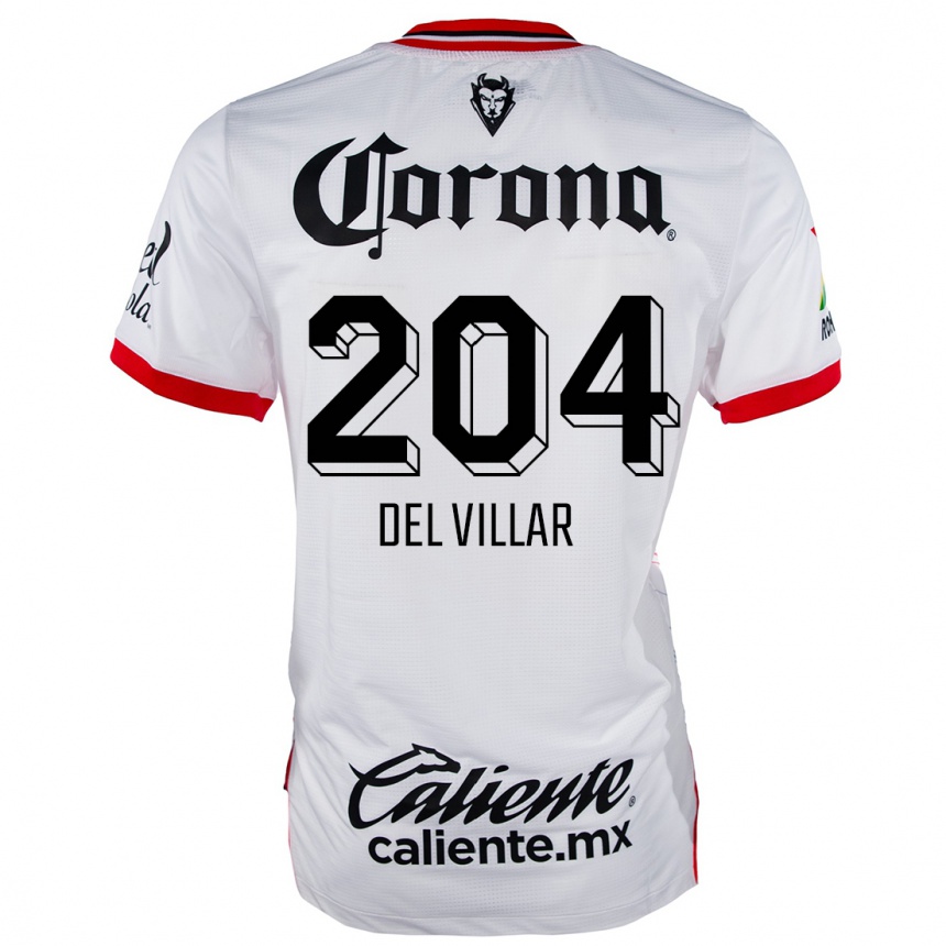 Niño Fútbol Camiseta Everardo Del Villar #204 Blanco Rojo 2ª Equipación 2024/25 Argentina