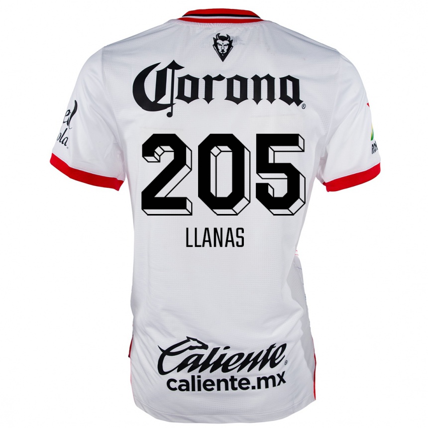 Niño Fútbol Camiseta Emmanuel Llanas #205 Blanco Rojo 2ª Equipación 2024/25 Argentina