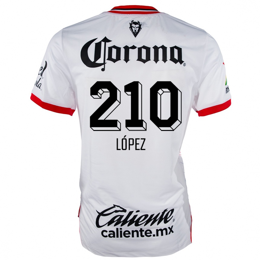 Niño Fútbol Camiseta Juan López #210 Blanco Rojo 2ª Equipación 2024/25 Argentina