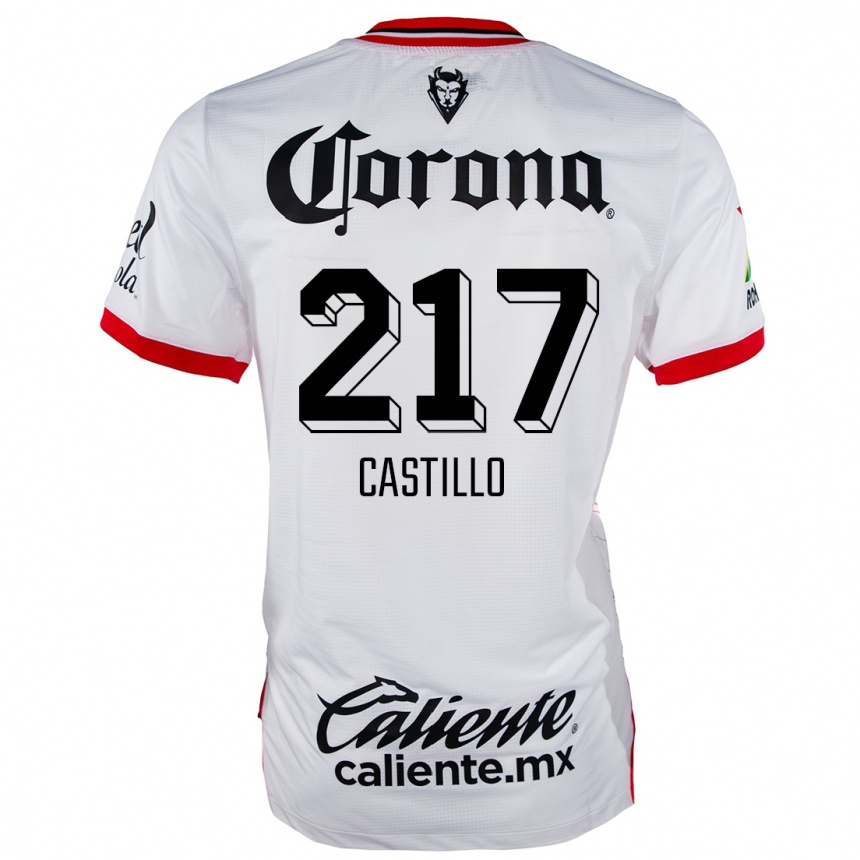 Niño Fútbol Camiseta Klever Castillo #217 Blanco Rojo 2ª Equipación 2024/25 Argentina