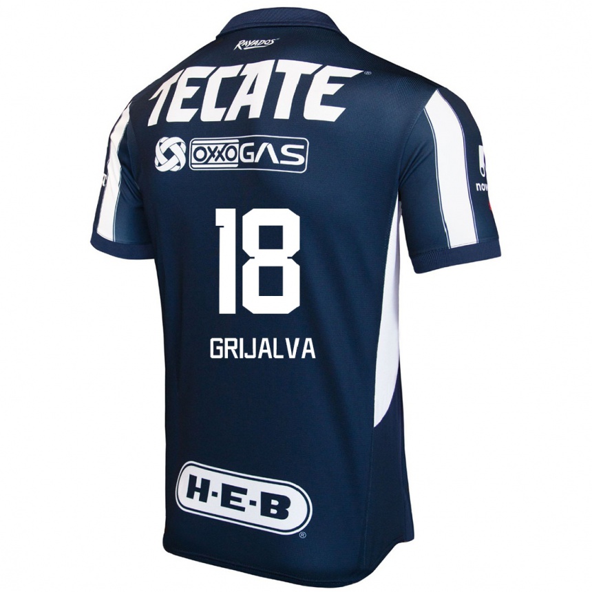 Hombre Fútbol Camiseta Axel Grijalva #18 Azul Rojo Blanco 1ª Equipación 2024/25 Argentina