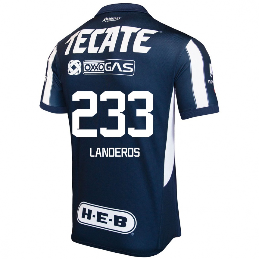 Hombre Fútbol Camiseta Jorge Landeros #233 Azul Rojo Blanco 1ª Equipación 2024/25 Argentina