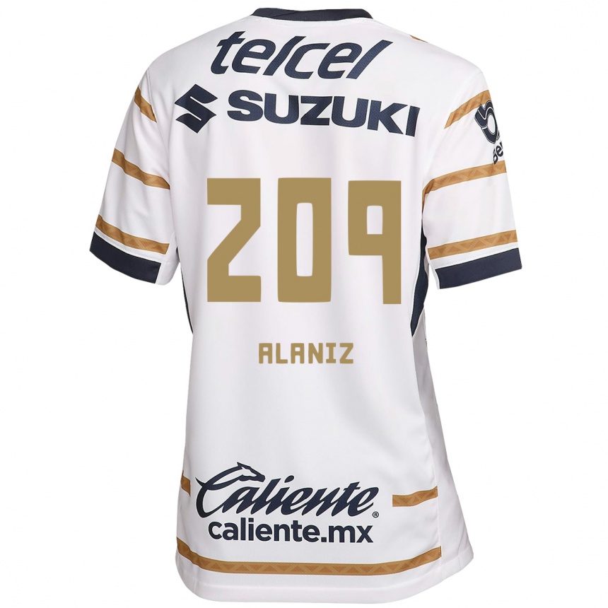 Hombre Fútbol Camiseta Jorge Alaniz #209 Obsidiana Blanca 1ª Equipación 2024/25 Argentina