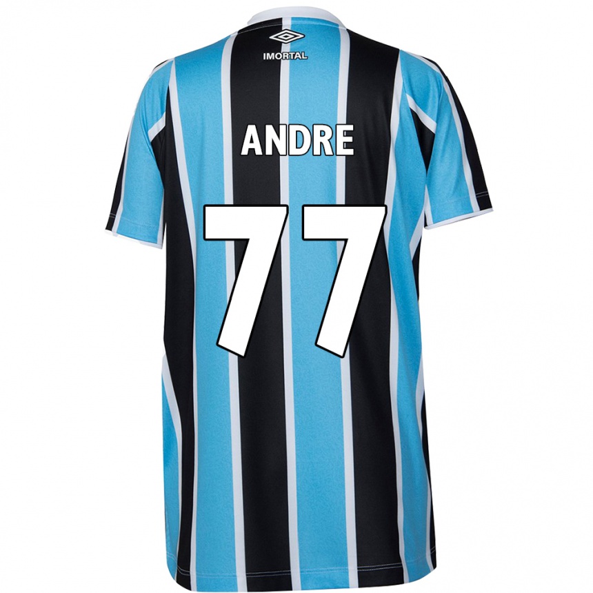 Hombre Fútbol Camiseta André #77 Azul Negro Blanco 1ª Equipación 2024/25 Argentina