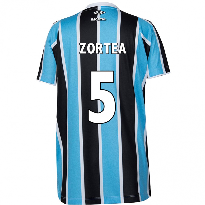 Hombre Fútbol Camiseta Bernardo Zortea #5 Azul Negro Blanco 1ª Equipación 2024/25 Argentina