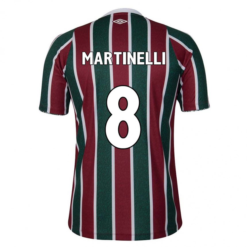 Hombre Fútbol Camiseta Martinelli #8 Verde Granate Blanco 1ª Equipación 2024/25 Argentina