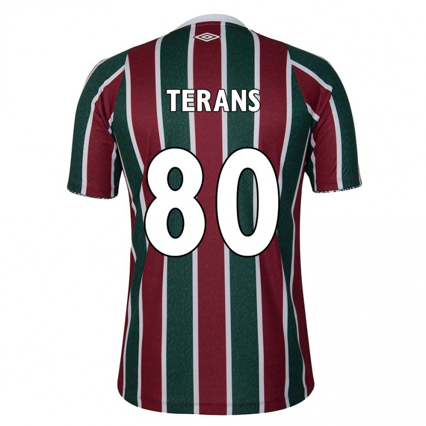 Hombre Fútbol Camiseta David Terans #80 Verde Granate Blanco 1ª Equipación 2024/25 Argentina