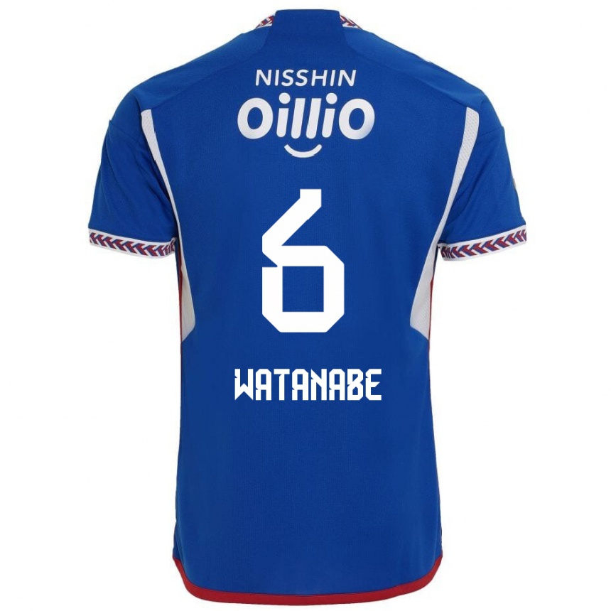 Hombre Fútbol Camiseta Kota Watanabe #6 Azul Blanco Rojo 1ª Equipación 2024/25 Argentina