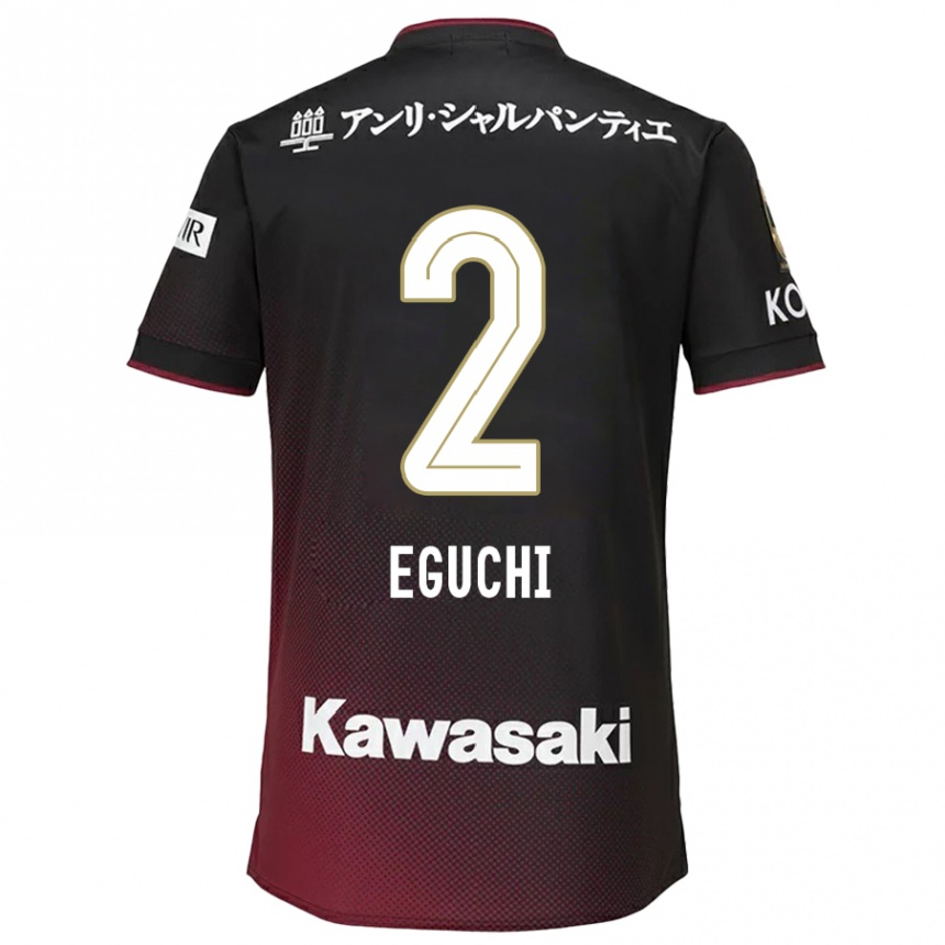 Hombre Fútbol Camiseta Takuma Eguchi #2 Negro Rojo 1ª Equipación 2024/25 Argentina