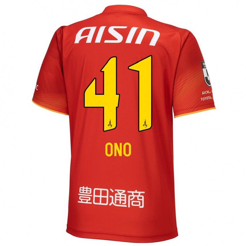 Hombre Fútbol Camiseta Masahito Ono #41 Rojo Blanco Amarillo 1ª Equipación 2024/25 Argentina