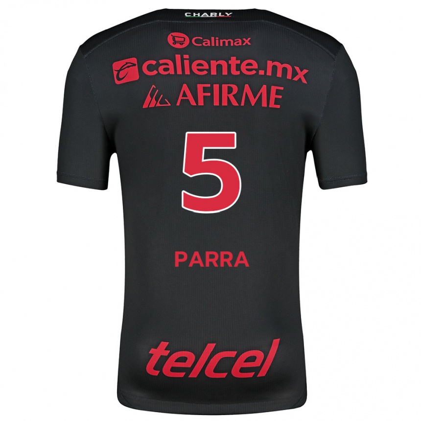 Hombre Fútbol Camiseta Rodrigo Parra #5 Negro Rojo 1ª Equipación 2024/25 Argentina