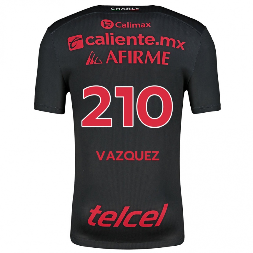 Hombre Fútbol Camiseta Daniel Vázquez #210 Negro Rojo 1ª Equipación 2024/25 Argentina