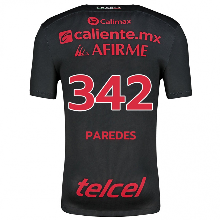 Hombre Fútbol Camiseta Santiago Paredes #342 Negro Rojo 1ª Equipación 2024/25 Argentina