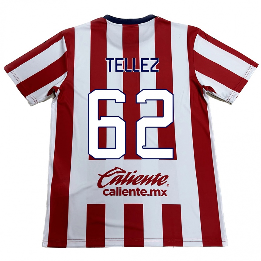 Hombre Fútbol Camiseta Brandon Téllez #62 Rojo Blanco 1ª Equipación 2024/25 Argentina