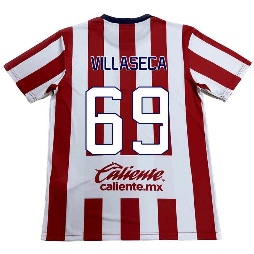 Hombre Fútbol Camiseta Daniel Villaseca #69 Rojo Blanco 1ª Equipación 2024/25 Argentina