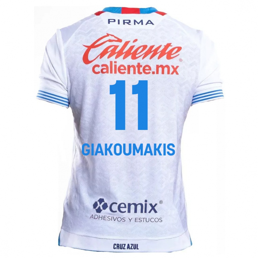 Hombre Fútbol Camiseta Georgios Giakoumakis #11 Blanco Azul 2ª Equipación 2024/25 Argentina