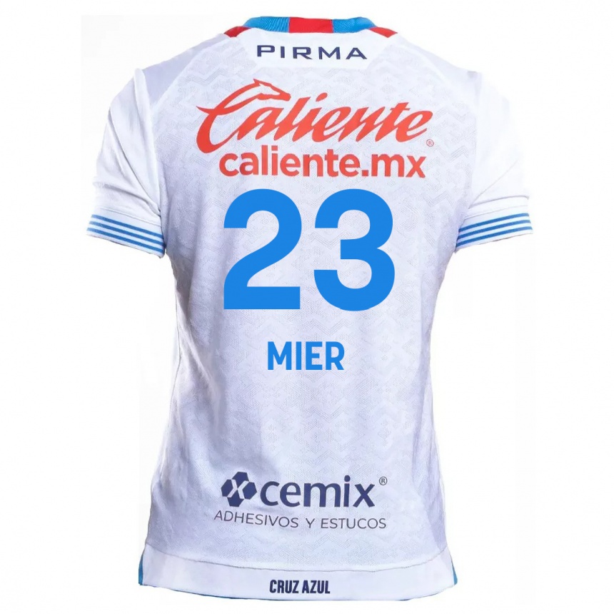 Hombre Fútbol Camiseta Kevin Mier #23 Blanco Azul 2ª Equipación 2024/25 Argentina