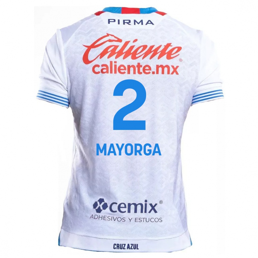 Hombre Fútbol Camiseta Alejandro Mayorga #2 Blanco Azul 2ª Equipación 2024/25 Argentina