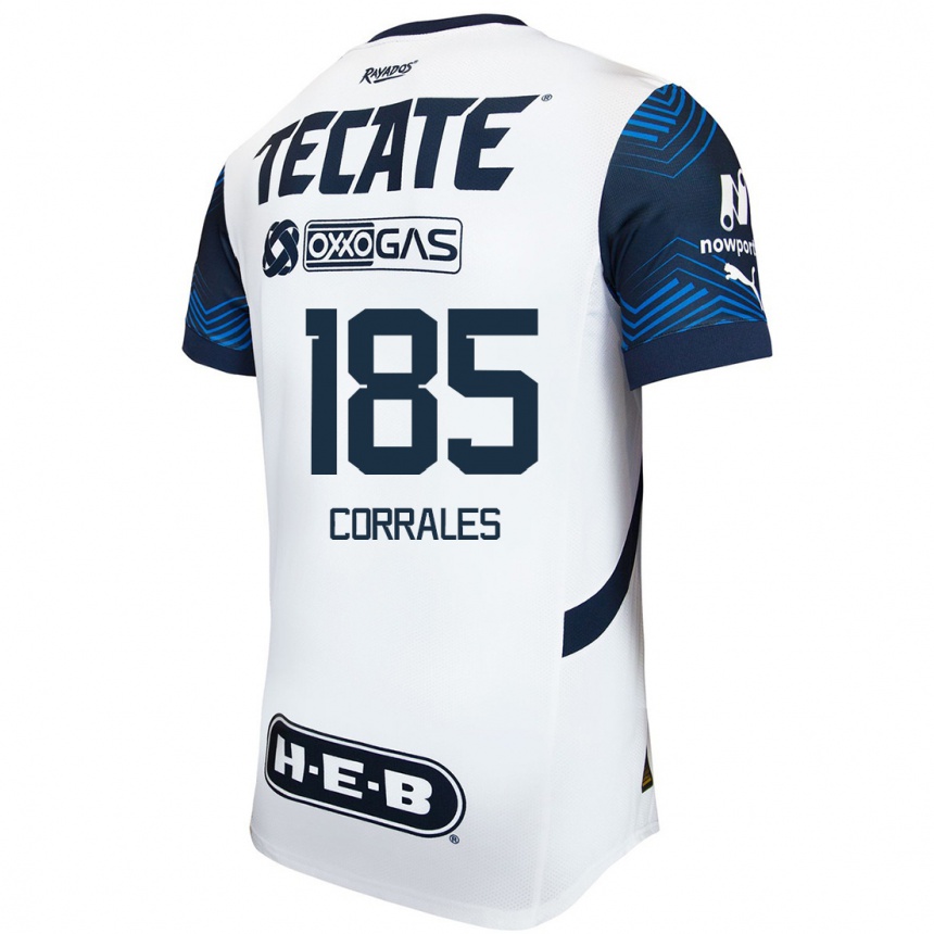 Hombre Fútbol Camiseta Ángel Corrales #185 Blanco Azul 2ª Equipación 2024/25 Argentina