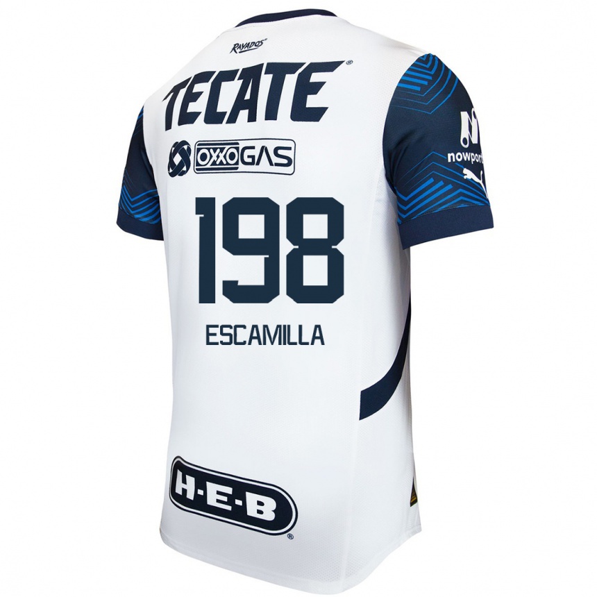 Hombre Fútbol Camiseta Diego Escamilla #198 Blanco Azul 2ª Equipación 2024/25 Argentina