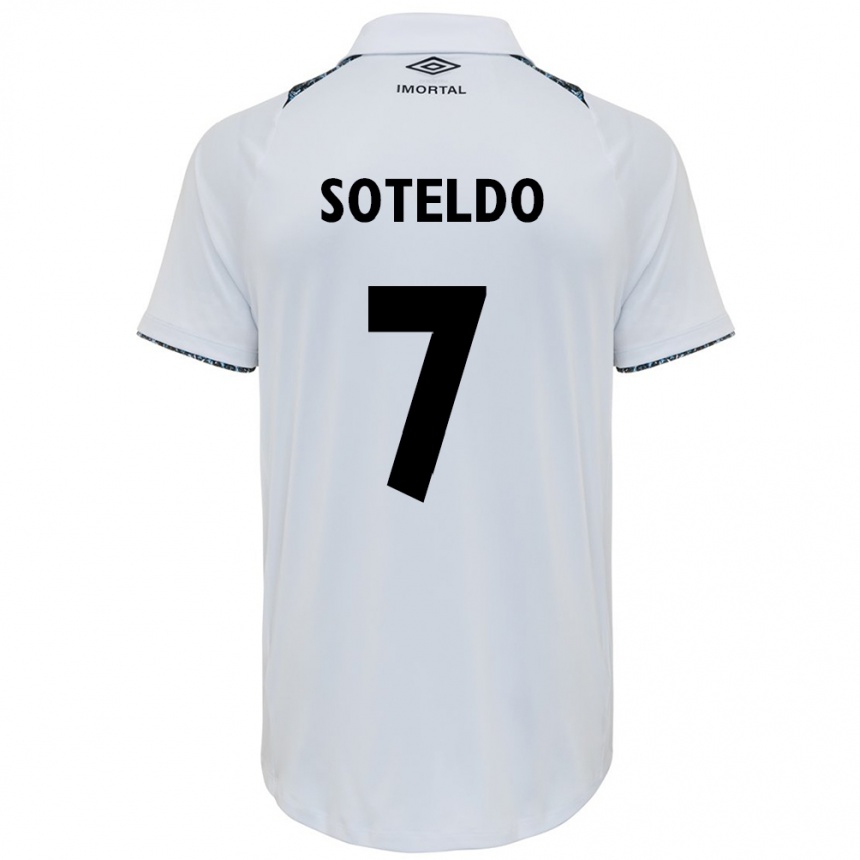 Hombre Fútbol Camiseta Yeferson Soteldo #7 Blanco Azul 2ª Equipación 2024/25 Argentina