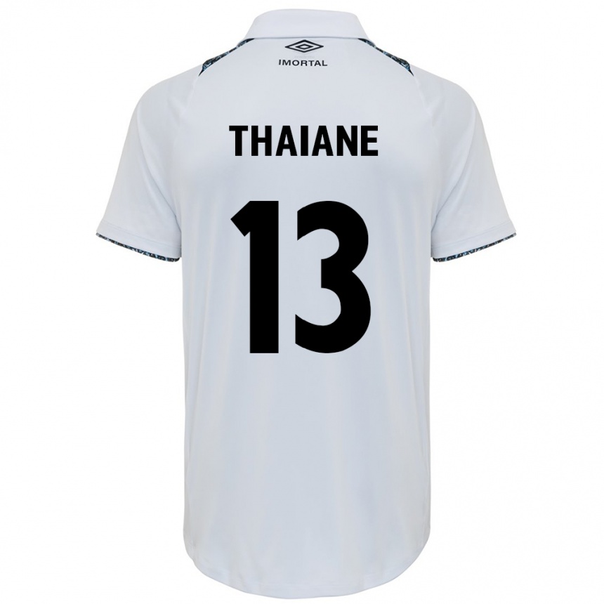 Hombre Fútbol Camiseta Thaiane #13 Blanco Azul 2ª Equipación 2024/25 Argentina