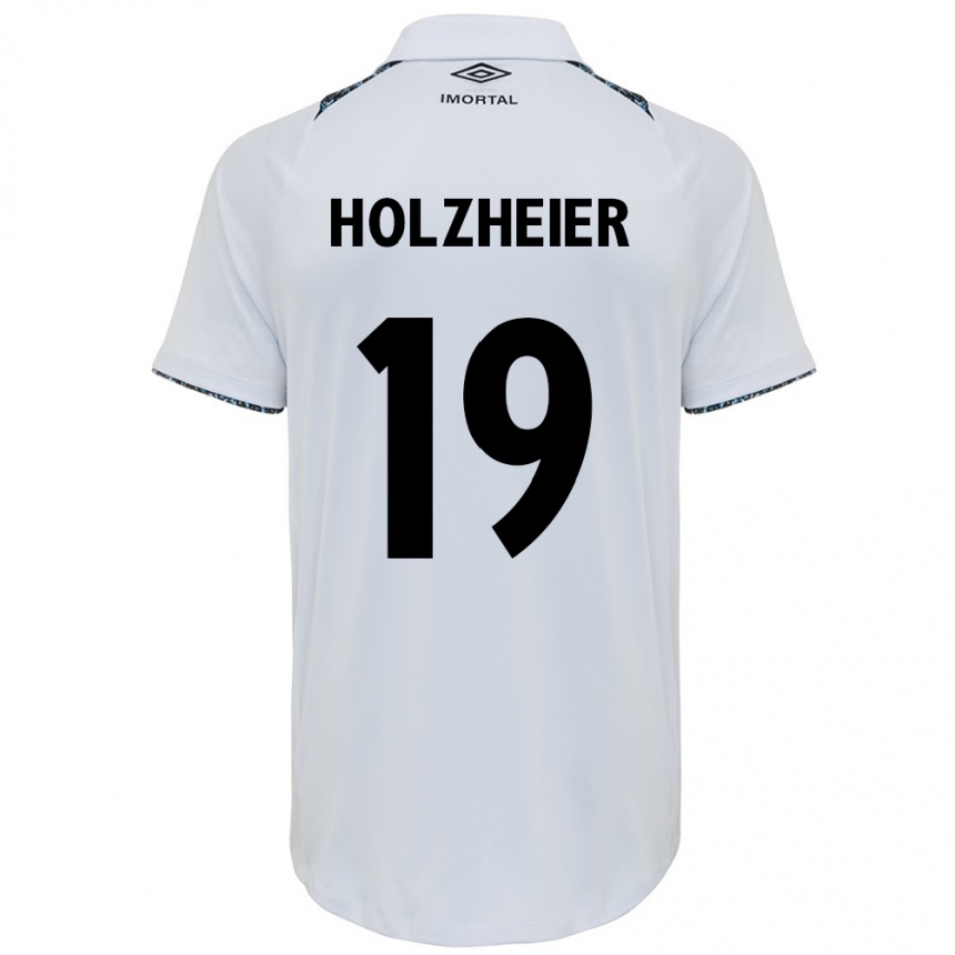 Hombre Fútbol Camiseta Agostina Holzheier #19 Blanco Azul 2ª Equipación 2024/25 Argentina