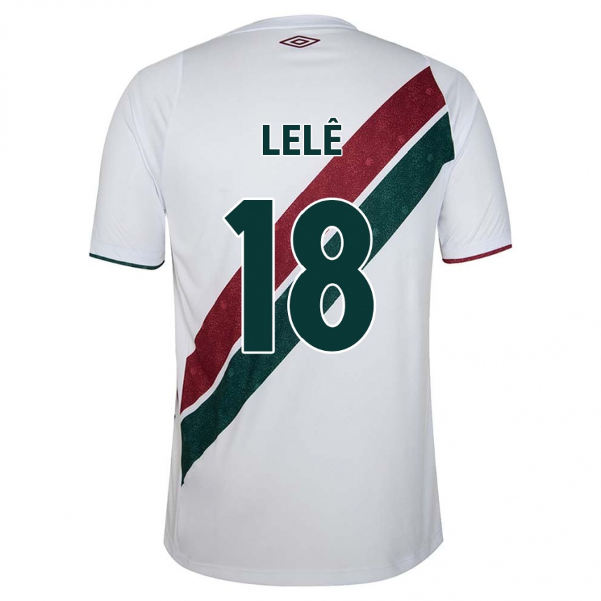 Hombre Fútbol Camiseta Lelê #18 Blanco Verde Granate 2ª Equipación 2024/25 Argentina