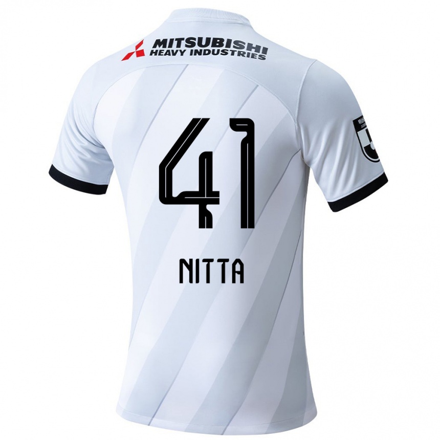 Hombre Fútbol Camiseta Rio Nitta #41 Gris Blanco 2ª Equipación 2024/25 Argentina