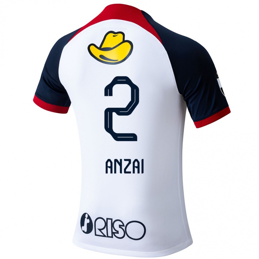 Hombre Fútbol Camiseta Koki Anzai #2 Blanco Azul Rojo 2ª Equipación 2024/25 Argentina