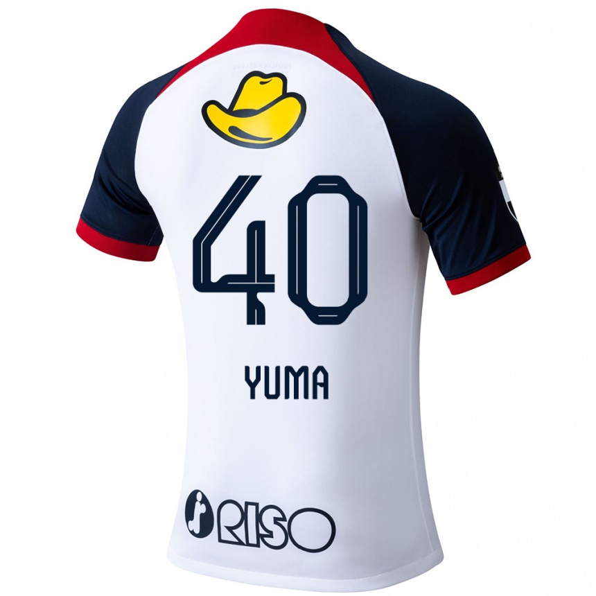 Hombre Fútbol Camiseta Yuma Suzuki #40 Blanco Azul Rojo 2ª Equipación 2024/25 Argentina