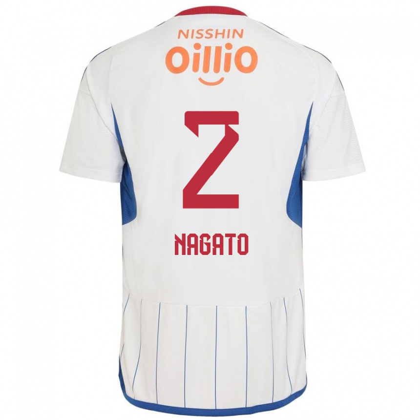 Hombre Fútbol Camiseta Katsuya Nagato #2 Blanco Azul Rojo 2ª Equipación 2024/25 Argentina