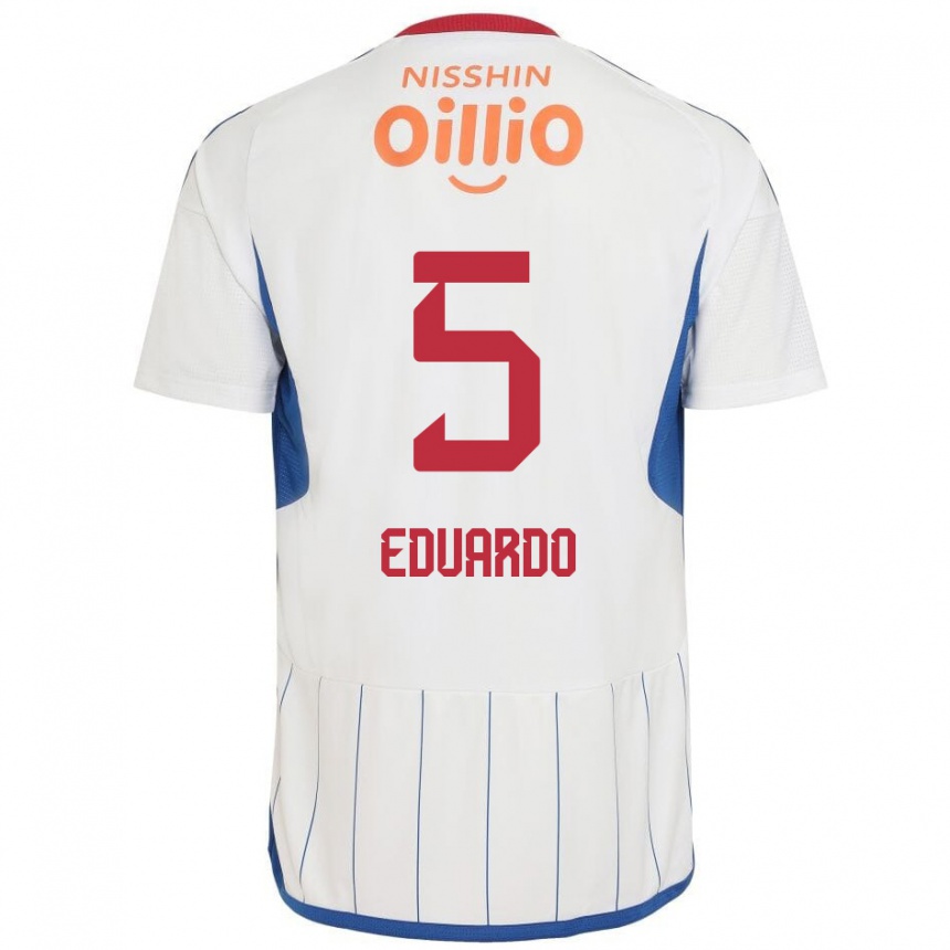 Hombre Fútbol Camiseta Eduardo #5 Blanco Azul Rojo 2ª Equipación 2024/25 Argentina